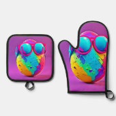 卵クールカラフル 鍋つかみ&鍋敷きセット (正面)