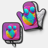 卵クールカラフル 鍋つかみ&鍋敷きセット (正面/裏面)