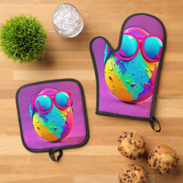 卵クールカラフル 鍋つかみ&鍋敷きセット