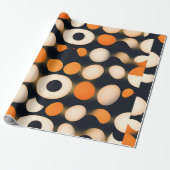 卵サークルオレンジ色の抽象芸術パターン ラッピングペーパー (アンロールド)