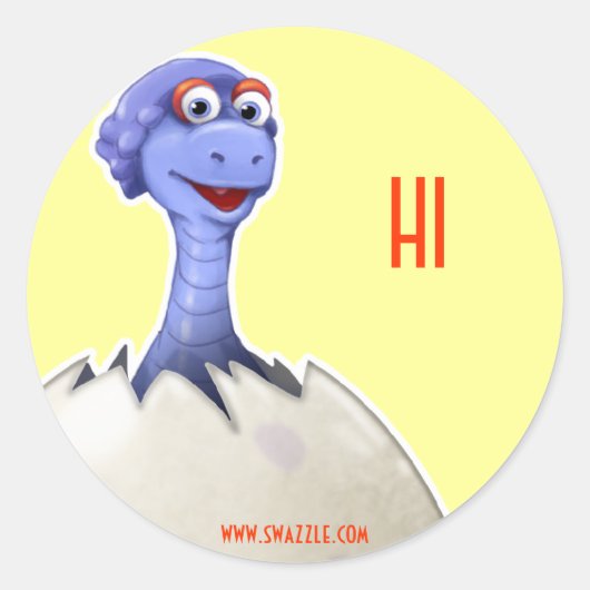 卵ステッカーの恐竜 ラウンドシール (正面)