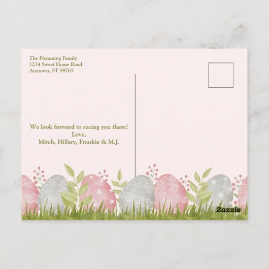 卵ストラ甘いカスタマイズ可能なイースター卵狩り ポストカード (裏面)