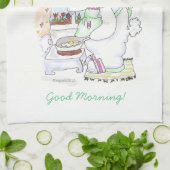 卵タオルを揚げているノウサギの調理師 キッチンタオル (折り畳み)