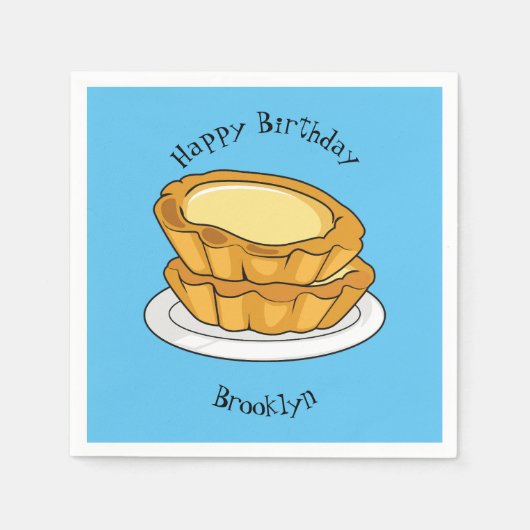 卵タルト漫画イラストレーション スタンダードカクテルナプキン (正面)