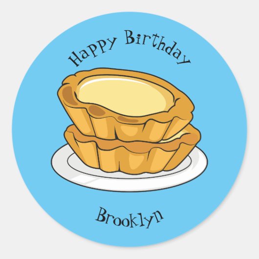 卵タルト漫画イラストレーション ラウンドシール (正面)