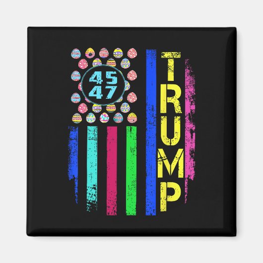 卵トランプ付きおもしろい米国国旗45 47イースターデー マグネット (正面)