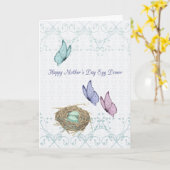 卵ドナー蝶と巣のための母の日のカード カード (黄色い花)