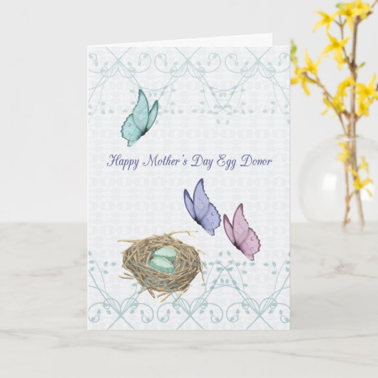 卵ドナー蝶と巣のための母の日のカード カード (黄色い花)