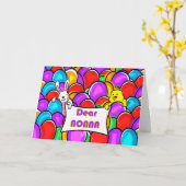 卵バニーとカラフル雛のノンナイースター カード (黄色い花)