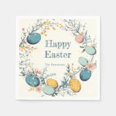卵パーソナライズされたエレガントフローラ復活祭 スタンダードカクテルナプキン (正面)