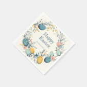 卵パーソナライズされたエレガントフローラ復活祭 スタンダードカクテルナプキン (角)