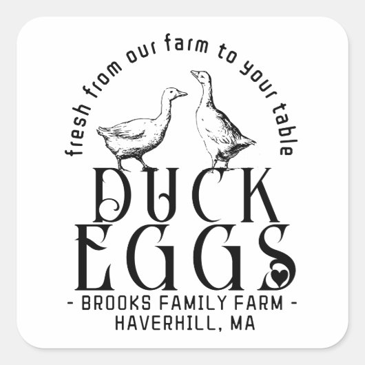 卵パーソナライズされたカートンのロゴアヒルまたはガチョウの卵 スクエアシール (正面)