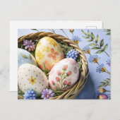 卵パーソナライズされた付きイースター絵を描カード シーズンポストカード (正面/裏面)