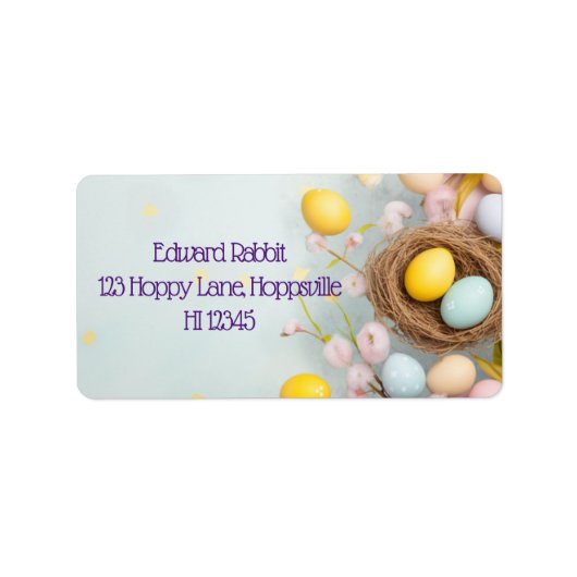 卵パーソナライズされた入りイースターバスケット ラベル (正面)