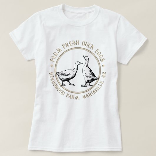 卵ファンシー農園Tシャツアヒルまたはガチョウ卵 Tシャツ (デザイン正面)