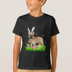 卵フランスのかごイースター狩り卵とブルドッグ Tシャツ