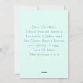 卵プレスクール先生ミント付きピンクのイースターバニー シーズンカード (裏面)