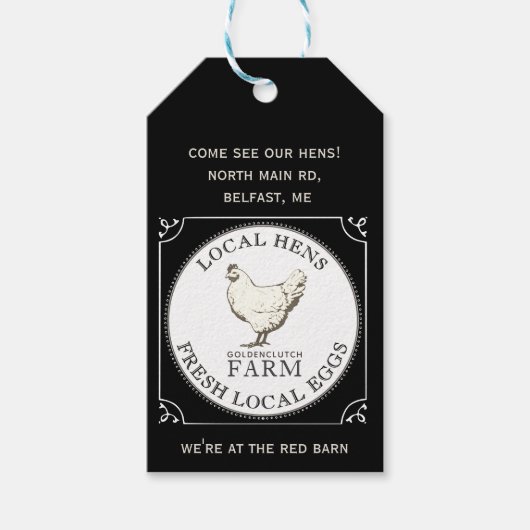 卵プロモーション製品ラベルブラック ギフトタグ (正面)