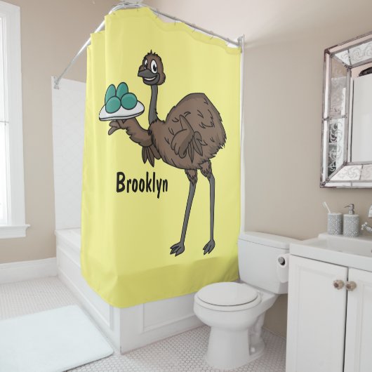 卵マンガイラストレーション付きEMU シャワーカーテン (インサイチュ)