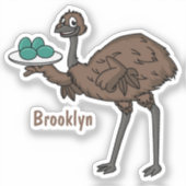 卵マンガイラストレーション付きEMU シール (正面)