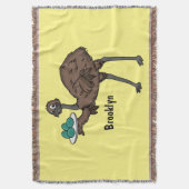 卵マンガイラストレーション付きEMU スローブランケット (正面縦)