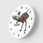 卵マンガイラストレーション付きEMU ラウンド壁時計 (傾斜)