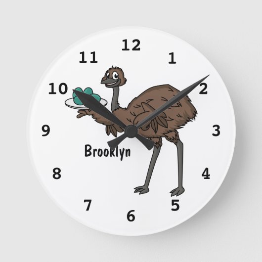 卵マンガイラストレーション付きEMU ラウンド壁時計 (正面)