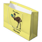 卵マンガイラストレーション付きEMU ラージペーパーバッグ (正面アングル)