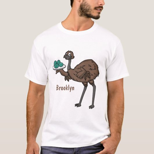 卵マンガイラストレーション付きEMU Tシャツ (正面)
