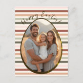 卵モダンストライプの付きイースト シーズンポストカード (正面)