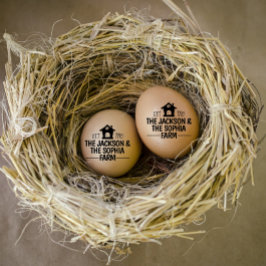 卵モダンパーソナライズされた商の名前ブラック文字 ラバースタンプ