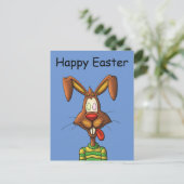 卵不機嫌イースターバニーおもしろいマンガスケッチ シーズンポストカード (スタンド正面)