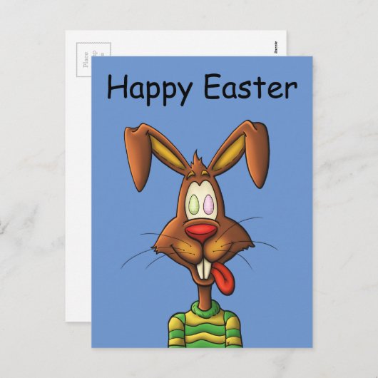 卵不機嫌イースターバニーおもしろいマンガスケッチ シーズンポストカード (正面/裏面)