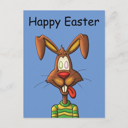 卵不機嫌イースターバニーおもしろいマンガスケッチ シーズンポストカード (正面)