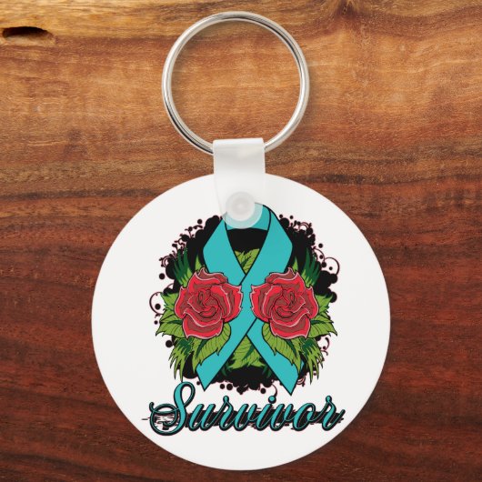 卵巣がんを克服したバラ入れ キーホルダー (正面)