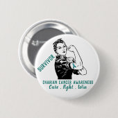 卵巣がんを克服した人と闘うロージー 缶バッジ (正面&裏面)