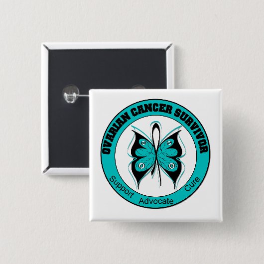 卵巣がんを克服したTシャツ 缶バッジ (正面&裏面)