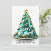 卵巣がんティール(緑がかった色)クリスマスツモダンリー シーズンカード (スタンド正面)