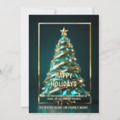 卵巣がんティール（緑がかった色）クリスマスツリーDIYメッセージ シーズンカード (正面)