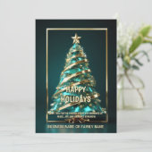 卵巣がんティール（緑がかった色）クリスマスツリーDIYメッセージ シーズンカード (スタンド正面)