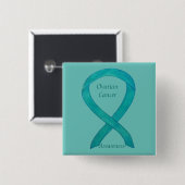 卵巣がんティール(緑がかった色)認識度帯カスタムピン 缶バッジ (正面&裏面)