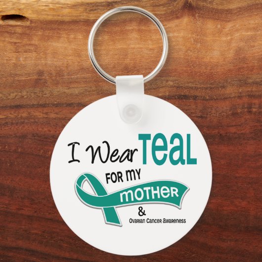 卵巣がん私の母のための衣服ティール(緑がかった色)42 キーホルダー (正面)