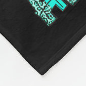 卵巣がん認識度めちゃまんティール（緑がかった色）リボン フリースブランケット (角)