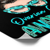 卵巣がん認識度めちゃまんティール（緑がかった色）リボン ポスター (角)