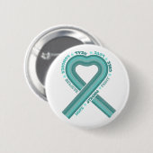 卵巣がん認識度ティール(緑がかった色)リボンのサポート 缶バッジ (正面&裏面)