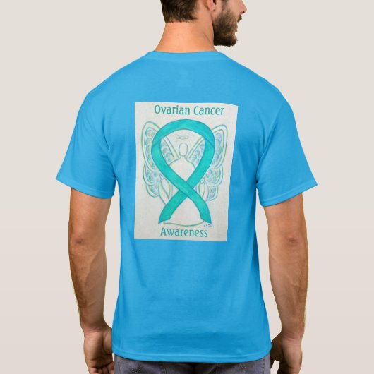 卵巣がん認識度リボンエンジェルカスタムティー Tシャツ (裏面)