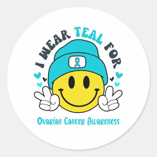 卵巣がん認識度リボン支援贈答品 ラウンドシール (正面)