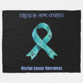 卵巣がん認識度希望 フリースブランケット (正面(横))