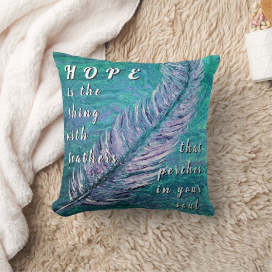 卵巣癌のためのティール(緑がかった色)そして紫色の希望の枕 クッション (ブランケット)
