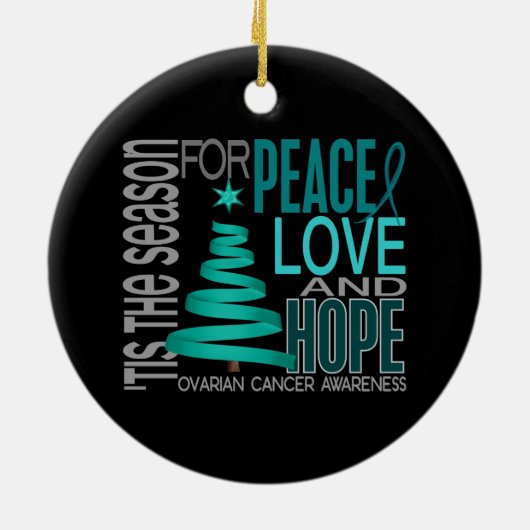 卵巣癌のクリスマス1のオーナメント セラミックオーナメント (裏面)